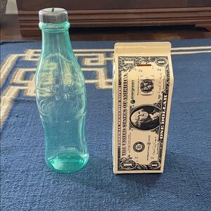 Coca-Cola and money milk carton piggy banks set
